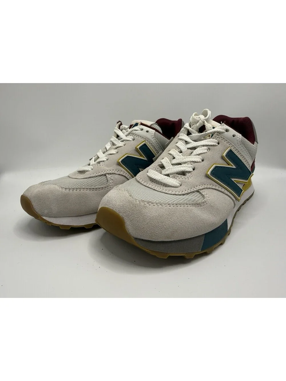 New Balance 574 Sneakers Men’s Size 7 Green Yellow Burgundy Grey